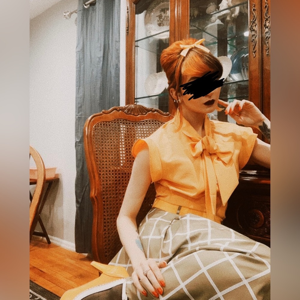 Retro Stage- 2PCS 1950S BOW PLAID BLOUSE & SKIRT